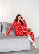 Піжама жіноча з принтом Веселі олені 010254126_червоний - Зображення 2