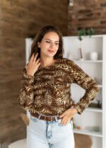 Джемпер в трендовому принті Леопард 211450138_коричневий