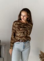 Джемпер в трендовому принті Леопард 211450138_коричневий - Image 4