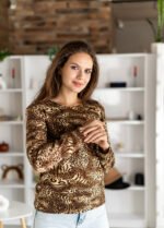 Джемпер в трендовому принті Леопард 211450138_коричневий - Image 5
