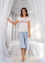 Піжама жіноча 010341256_біло-блакитний - Зображення 4
