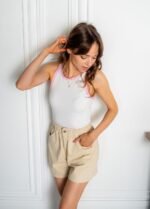 Топ жіночий 110320054_біло-рожевий - Зображення 2