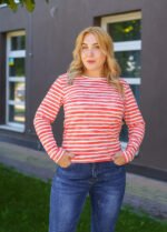 Лонгслів жіночий 070450138_помаранчево-білий - Image 3